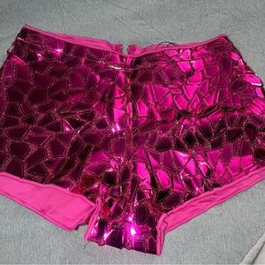 Fashion Nova Shiny Pink High Waist Shorts